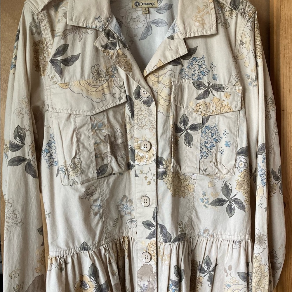 Democracy Cream and Gray Floral Jacket